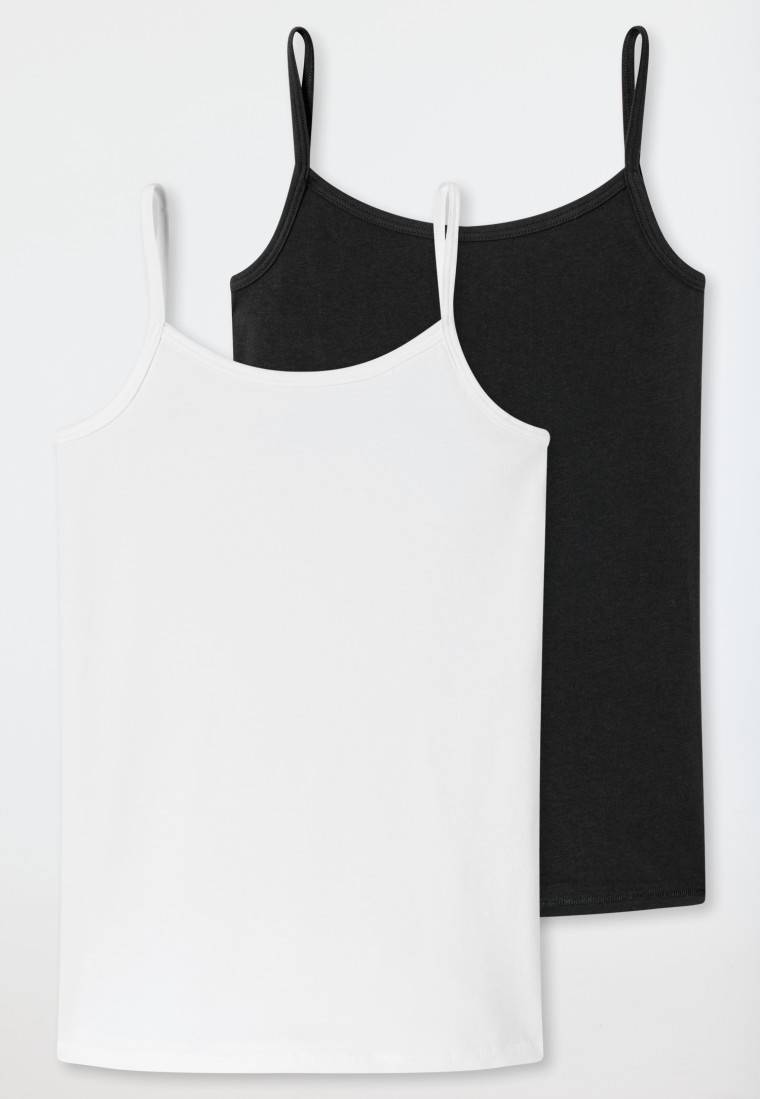 Schiesser Spaghetti-Tops 2er-Pack Organic Cotton weiß/ schwarz - 95/5 Speichern exportieren