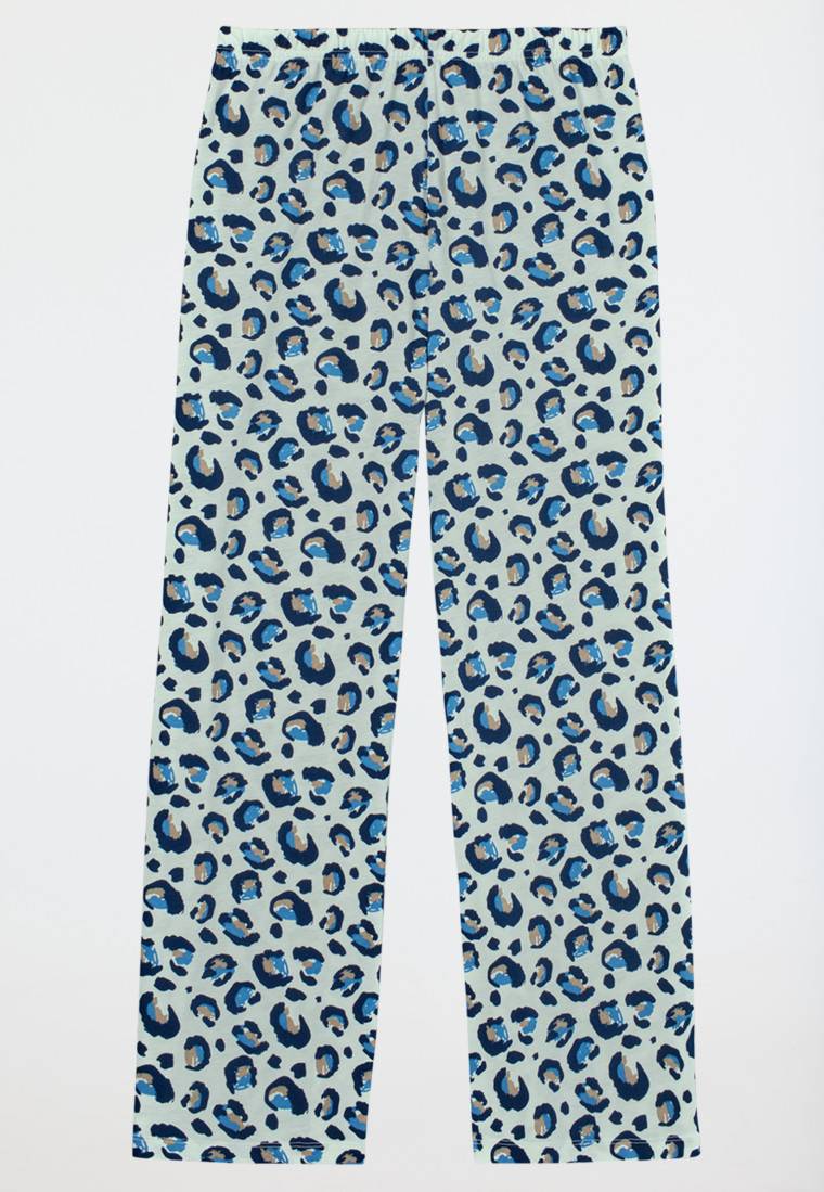 Schiesser Schlafanzug lang Leoparden-Muster blau - Nightwear zollfrei