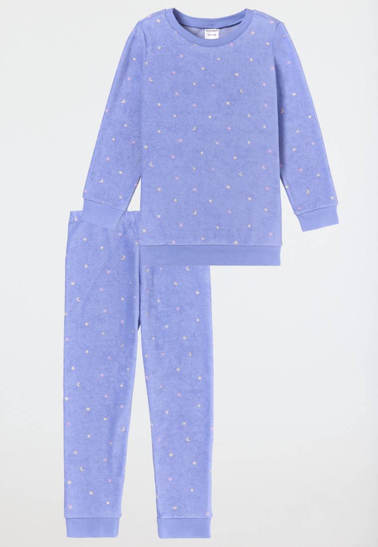 Schiesser Schlafanzug lang Frottee Organic Cotton Bündchen Sterne flieder - Girls World 50% Rabatt für begrenzte Zeit