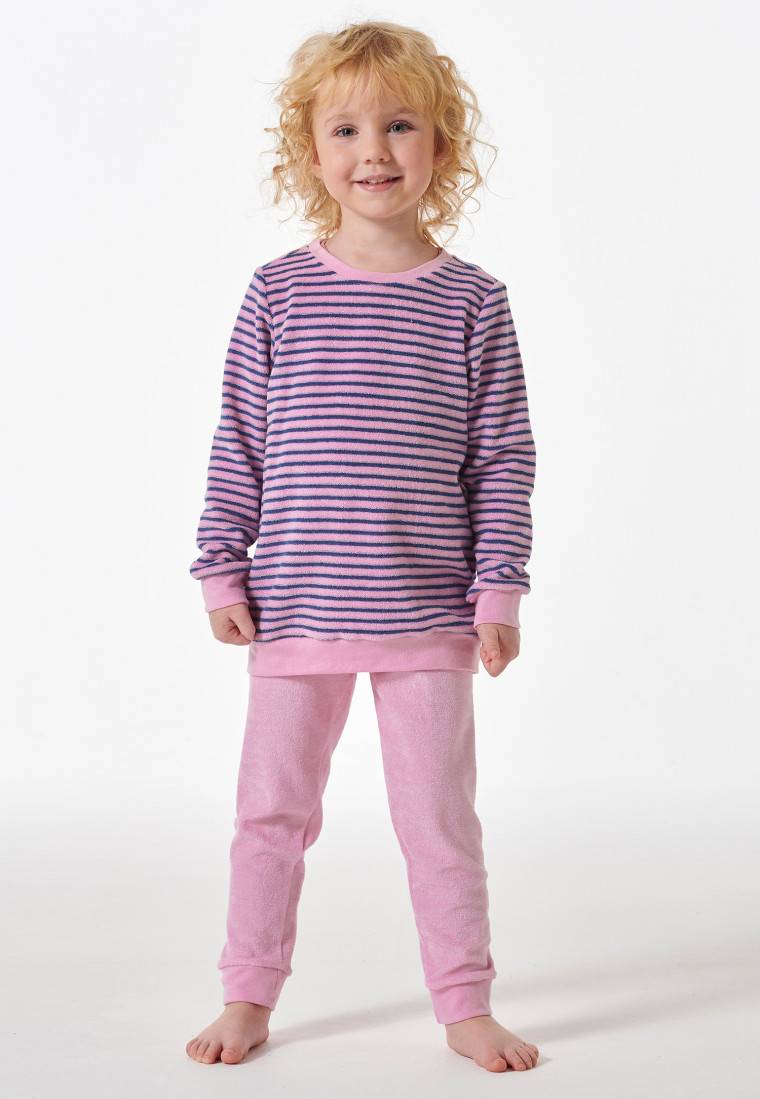 Schiesser Schlafanzug lang Frottee Bündchen Ringel rosé - Girls World Rabatte dieses Monats