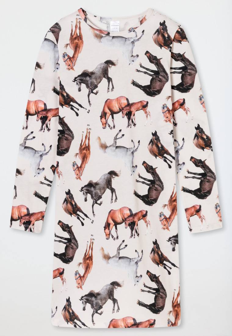 Schiesser Nachthemd langarm Organic Cotton Pferde off-white - Horse World Meist gekauft