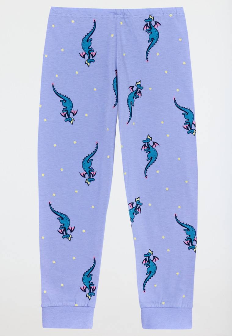 Schiesser Schlafanzug lang Organic Cotton Bündchen Drache flieder - Girls World Kostenloser Versand