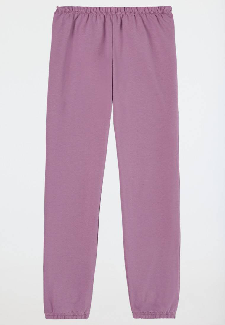 Schiesser Schlafanzug lang Sweatwear Bündchen mauve - Nightwear Fabrik Onlineshop