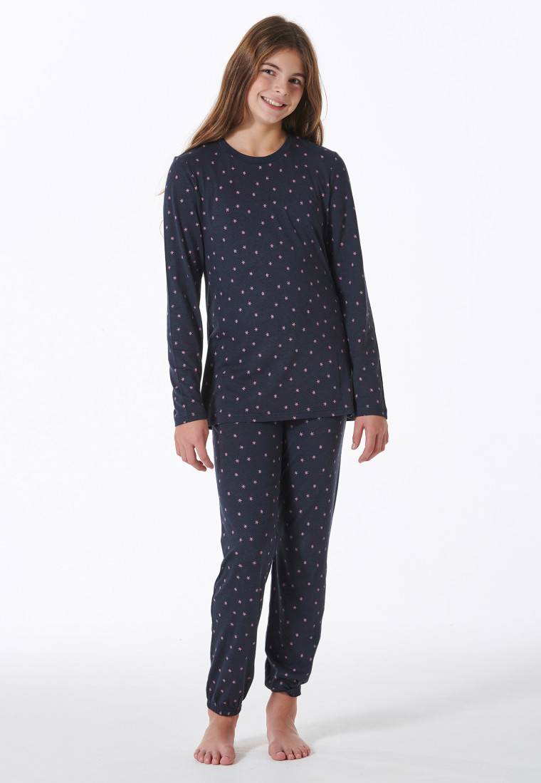 Schiesser Schlafanzug lang Bündchen nachtblau - Nightwear Günstig kaufen
