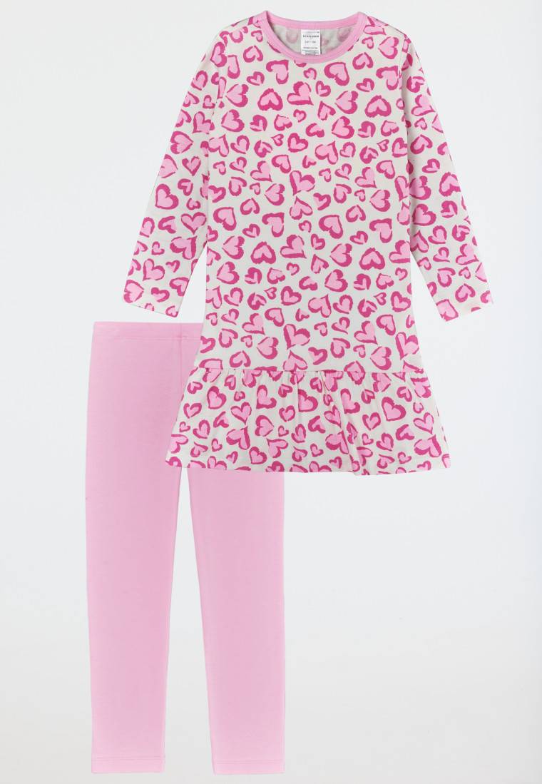 Schiesser Schlafanzug lang Organic Cotton Volant Leggings Herzen rosé - Girls World Großer Ausverkauf