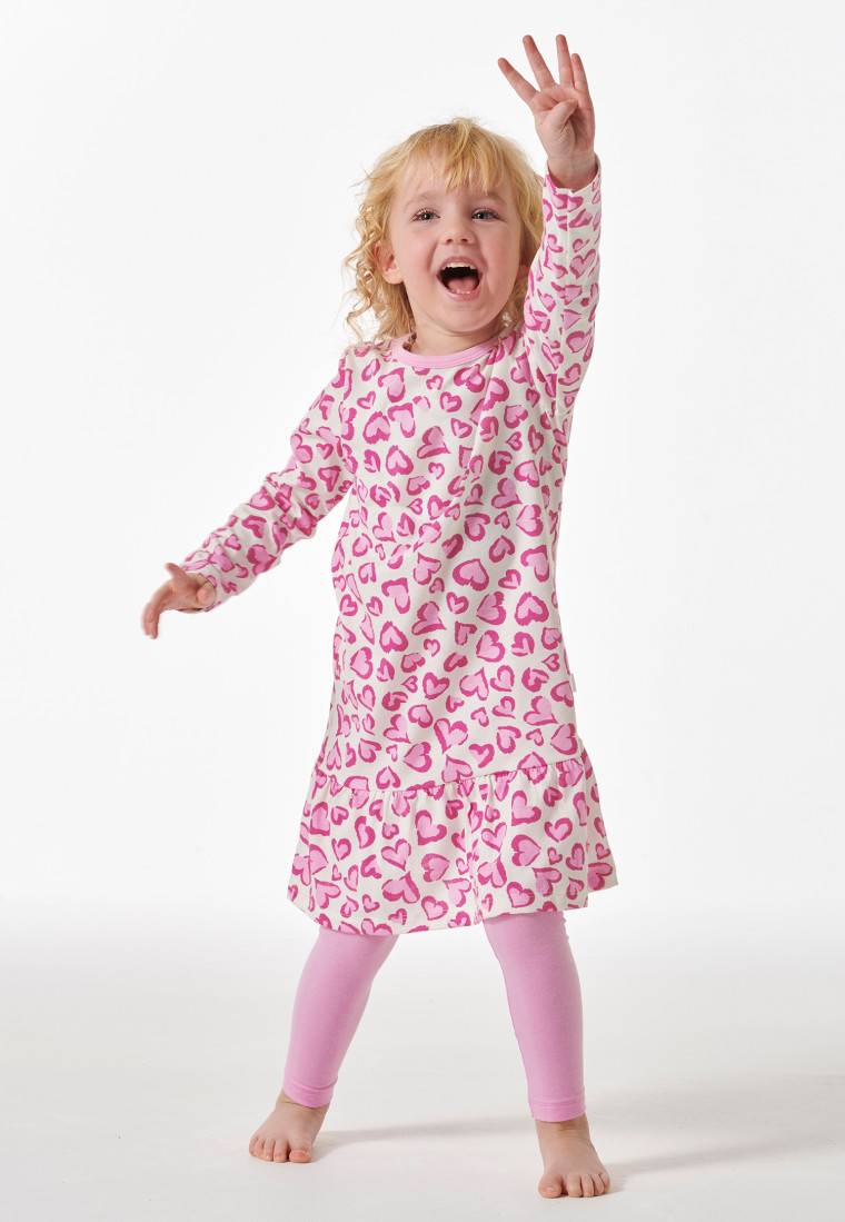 Schiesser Schlafanzug lang Organic Cotton Volant Leggings Herzen rosé - Girls World Großer Ausverkauf