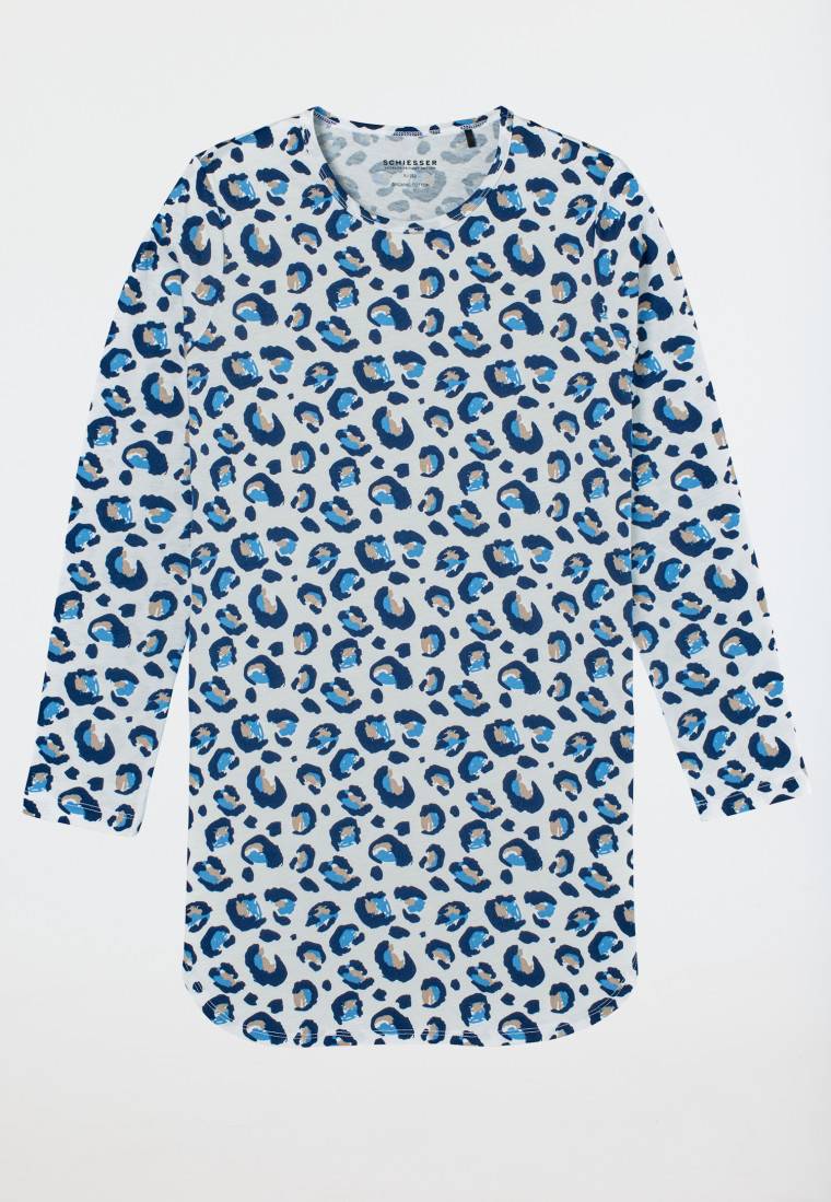 Schiesser Nachthemd langarm Leoparden-Muster off-white - Nightwear Flash Sale