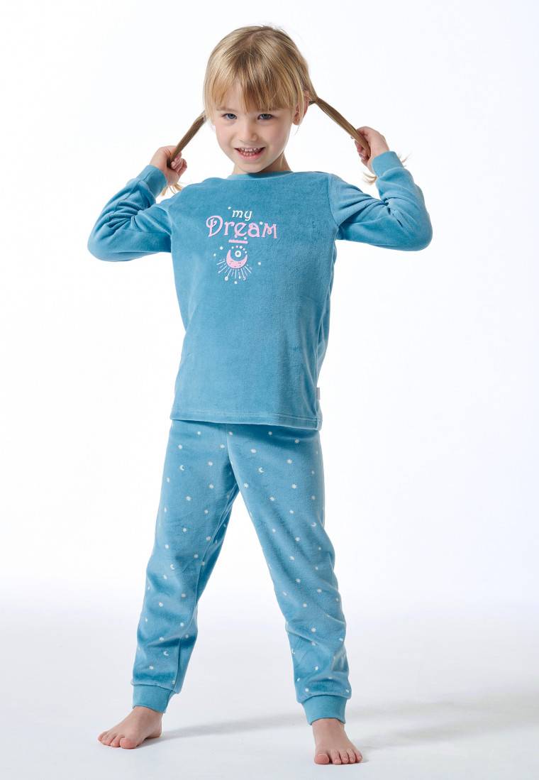 Schiesser Schlafanzug lang Velour Bündchen Sterne aquarium - Girls World