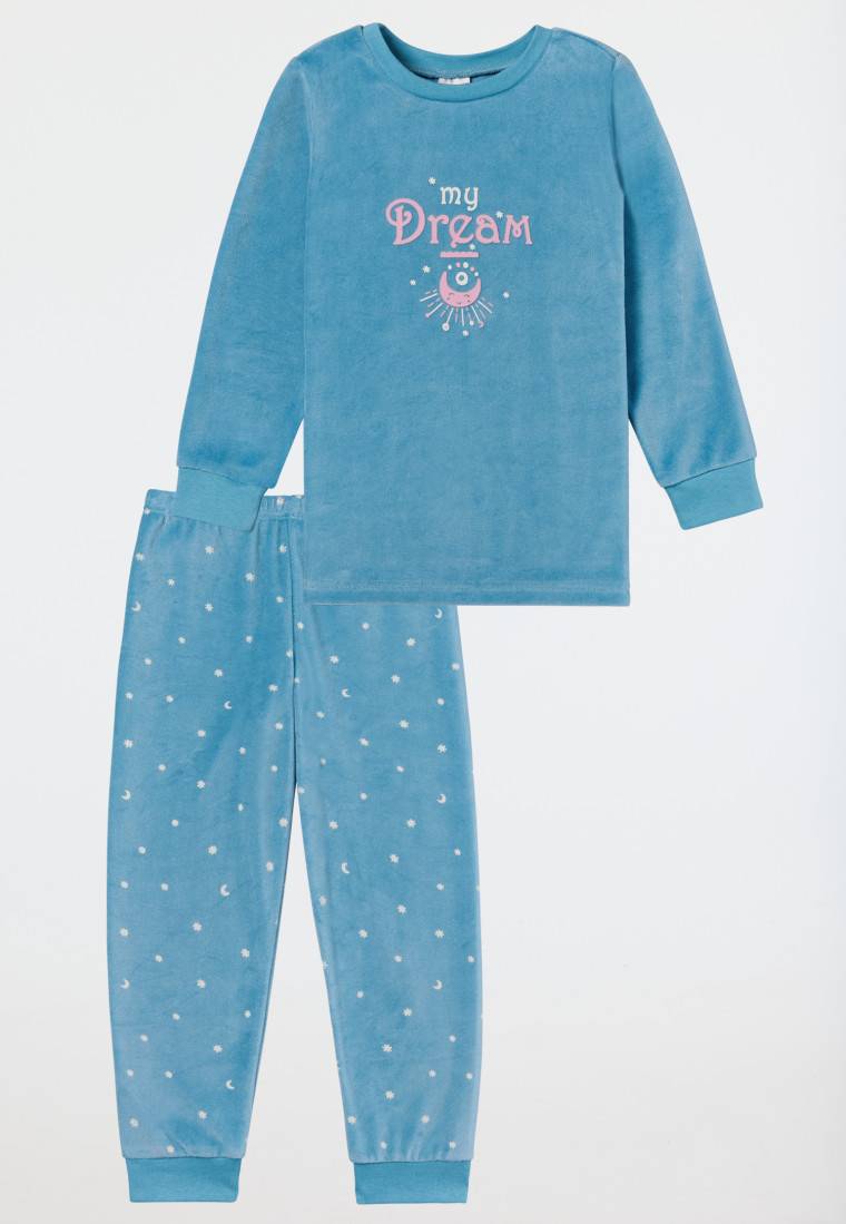 Schiesser Schlafanzug lang Velour Bündchen Sterne aquarium - Girls World Preisnachlass