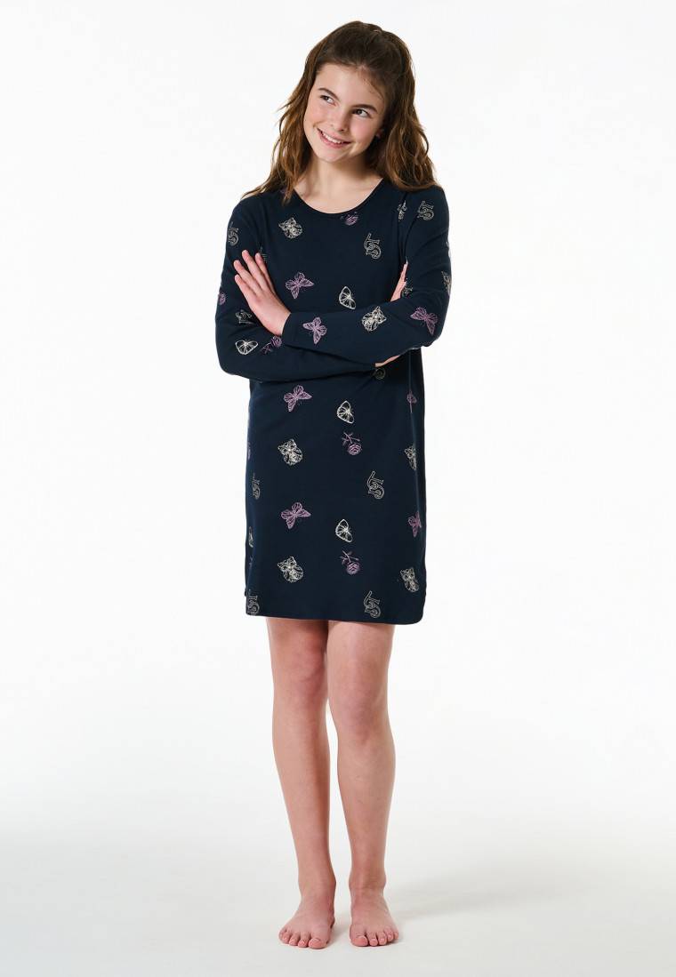 Schiesser Nachthemd langarm Interlock Traummotive nachtblau - Nightwear Muttertagsangebot