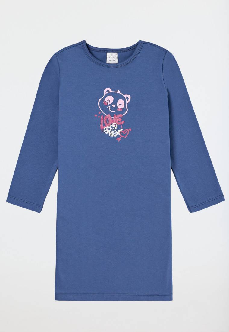 Schiesser Nachthemd langarm Organic Cotton Panda blau - Girls World Vatertagsangebot