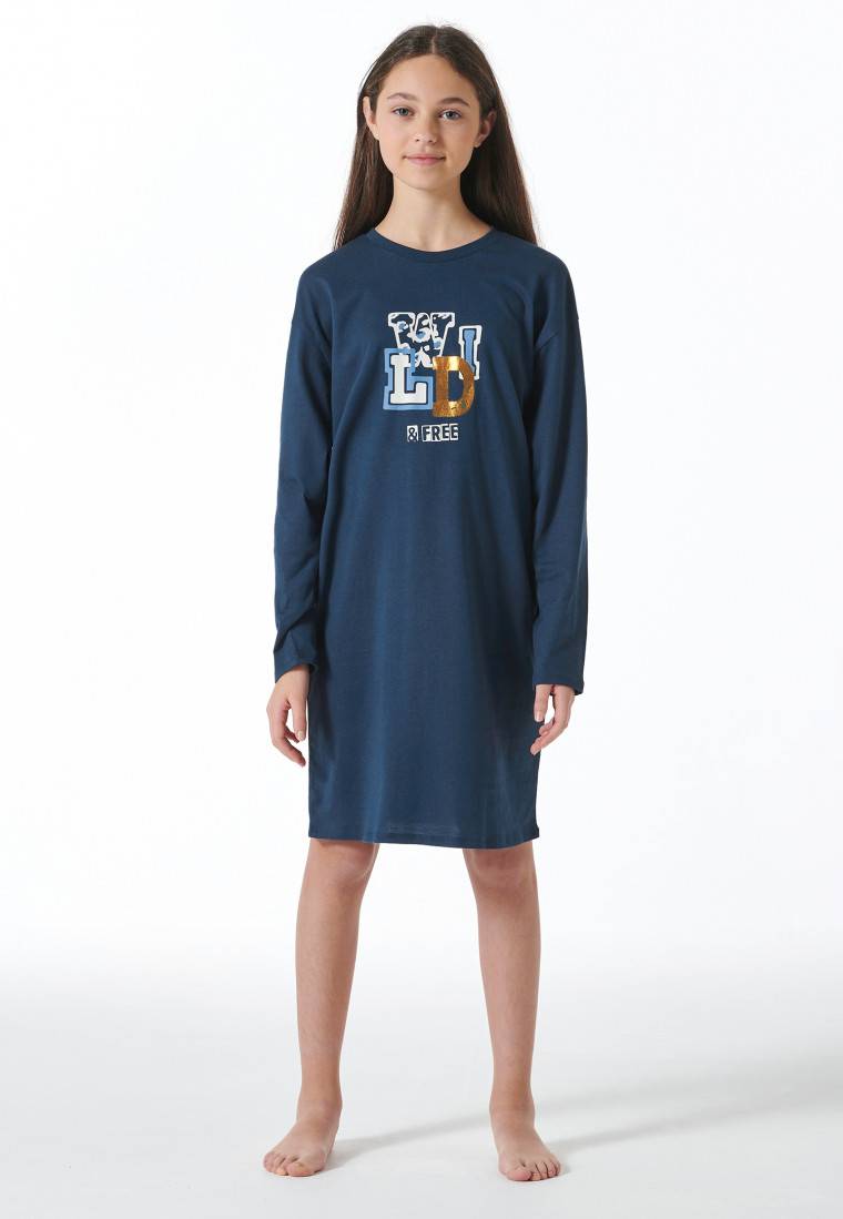 Schiesser Nachthemd langarm wild blau - Nightwear Valentinstagsangebot
