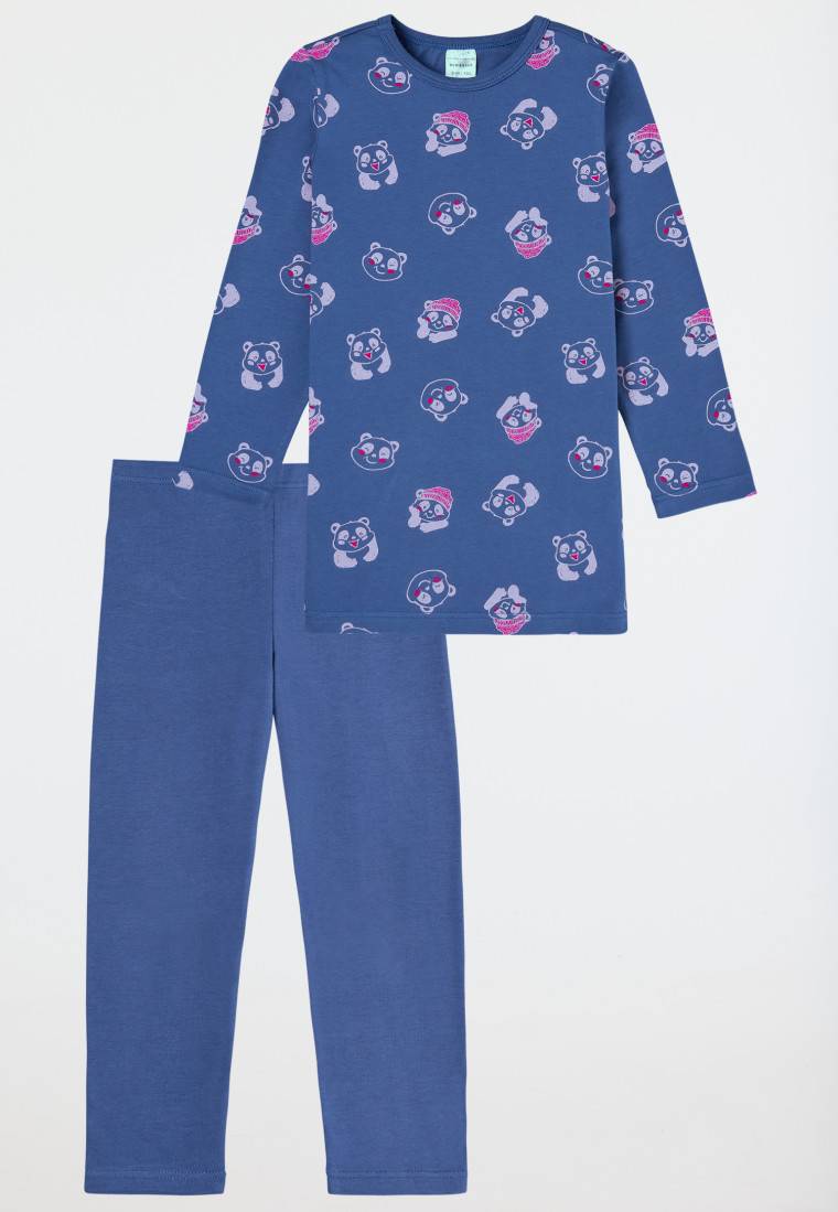 Schiesser Schlafanzug lang Organic Cotton Leggings Panda blau - Girls World Jubiläumsangebot