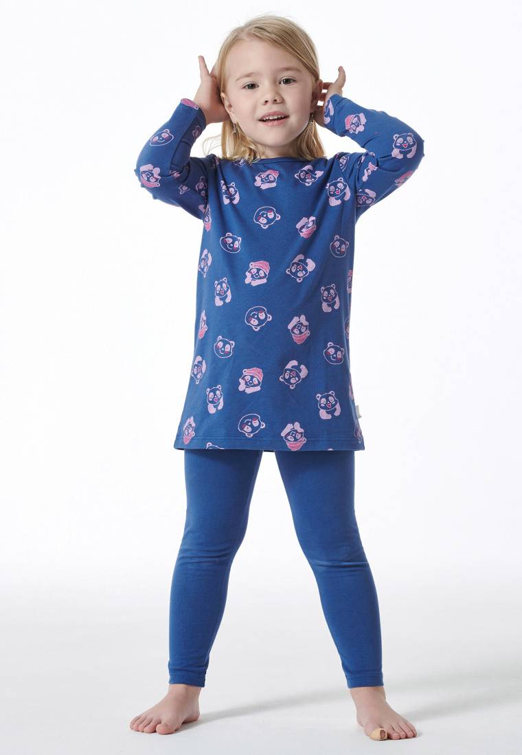 Schiesser Schlafanzug lang Organic Cotton Leggings Panda blau - Girls World Jubiläumsangebot