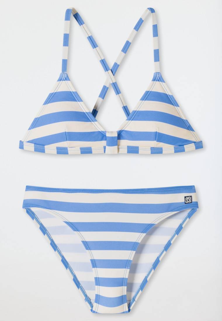 Schiesser Bustier-Bikini Wirkware recycelt LSF40+ Streifen hellblau - Aqua Teen Girls Bestseller