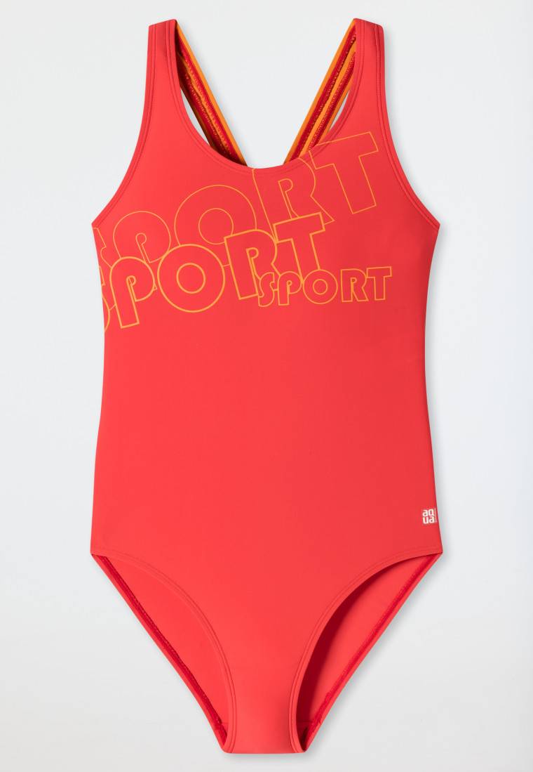 Schiesser Badeanzug Wirkware recycelt LSF40+ Racerback Sport rot - Aqua Teen Girls Saisonale Angebote