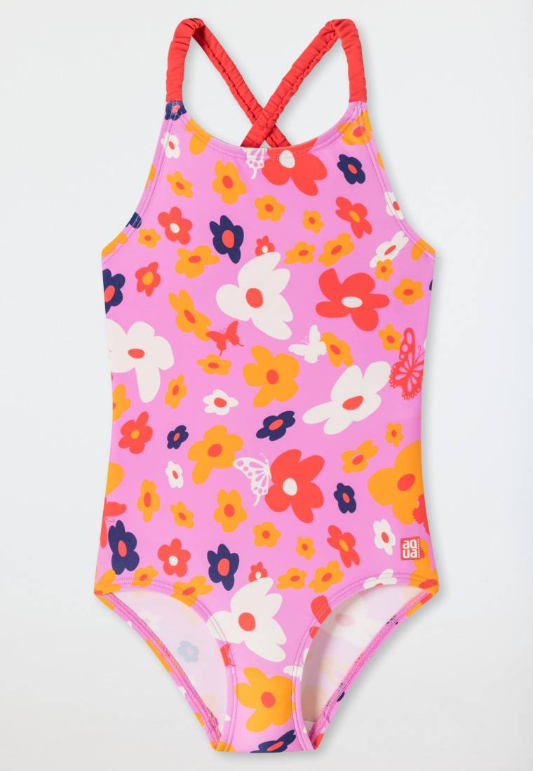 Schiesser Badeanzug Wirkware Blumen Schmetterlinge rosa - Aqua Kids Girls Kauf eins, bekomm eins gratis