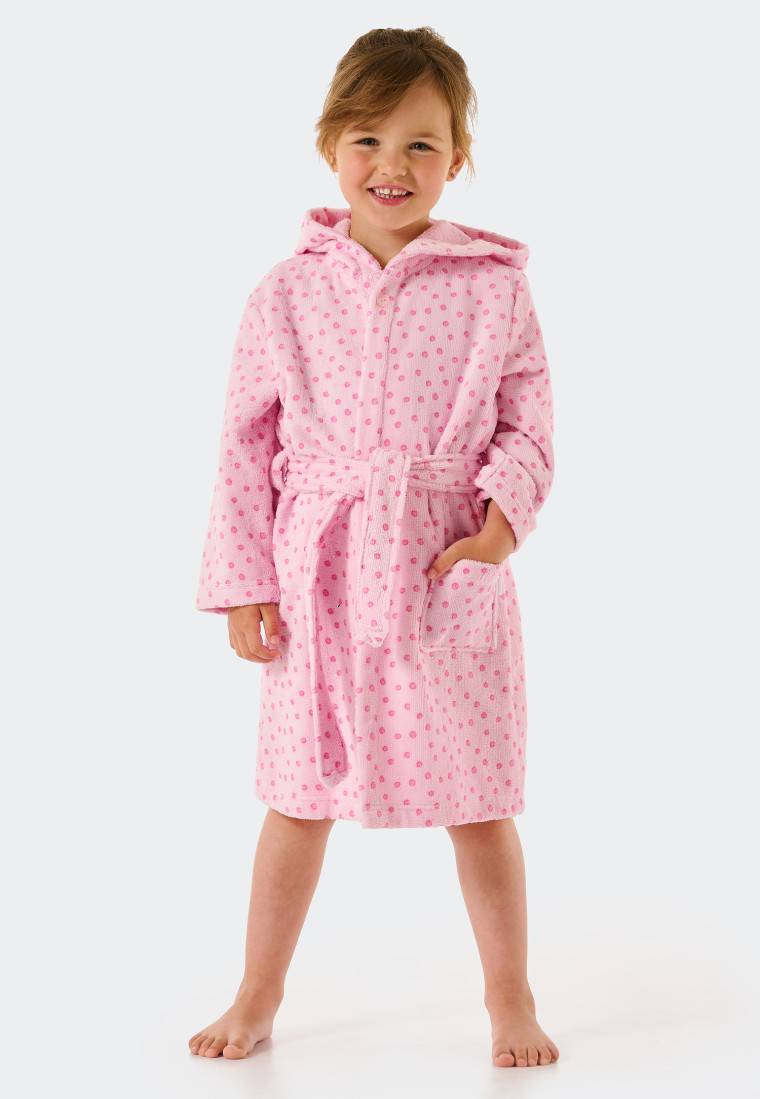Schiesser Bademantel Velour Punkte rosa - Original Classics VIP-Rabatte