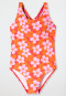 Schiesser Badeanzug Wirkware recycelt LSF40+ Racerback Blumen rot - Aqua Teen Girls