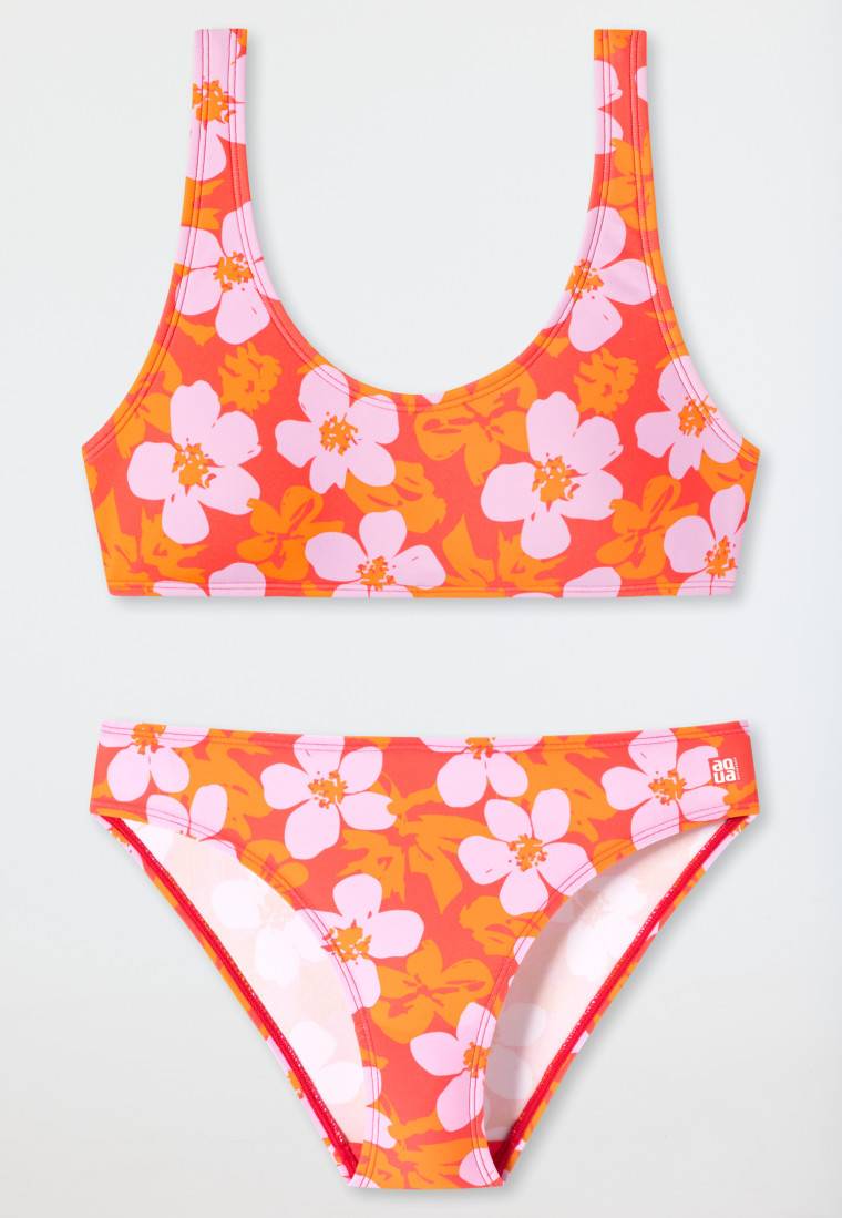 Schiesser Bustier-Bikini Wirkware recycelt LSF40+ gefüttert Blumen rot - Aqua Teen Girls JETZT KAUFEN