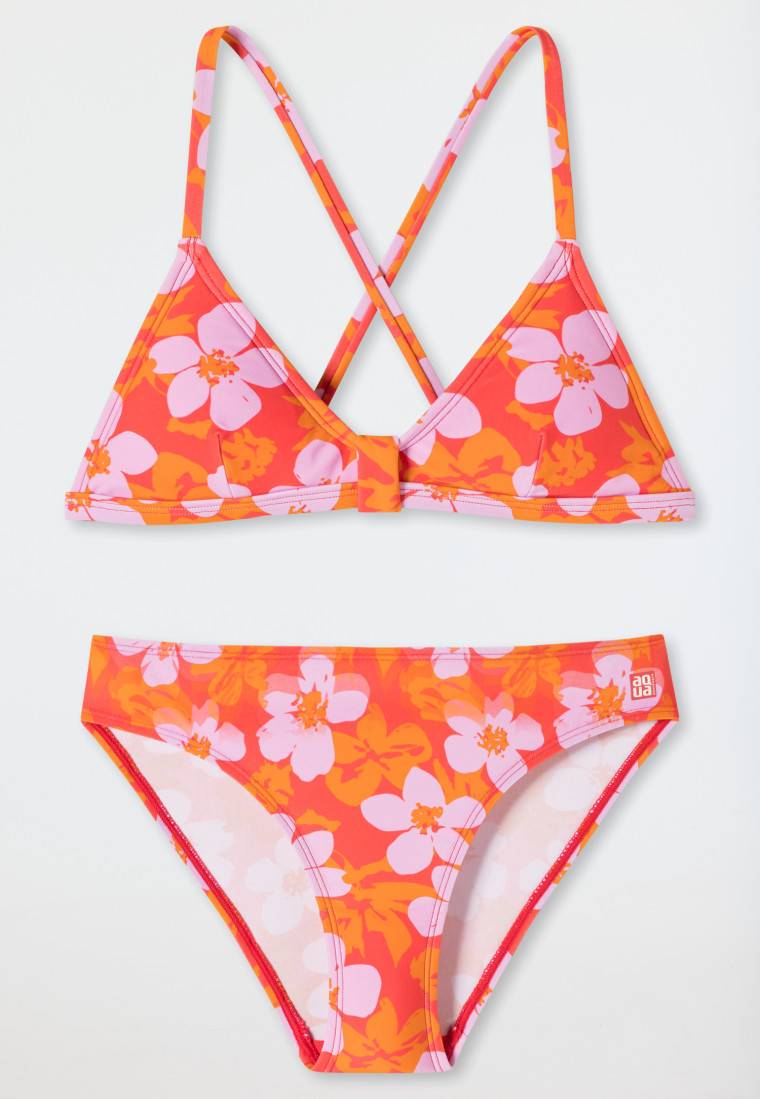 Schiesser Bustier-Bikini Wirkware recycelt LSF40+ Blumen rot - Aqua Teen Girls Neueste Stile