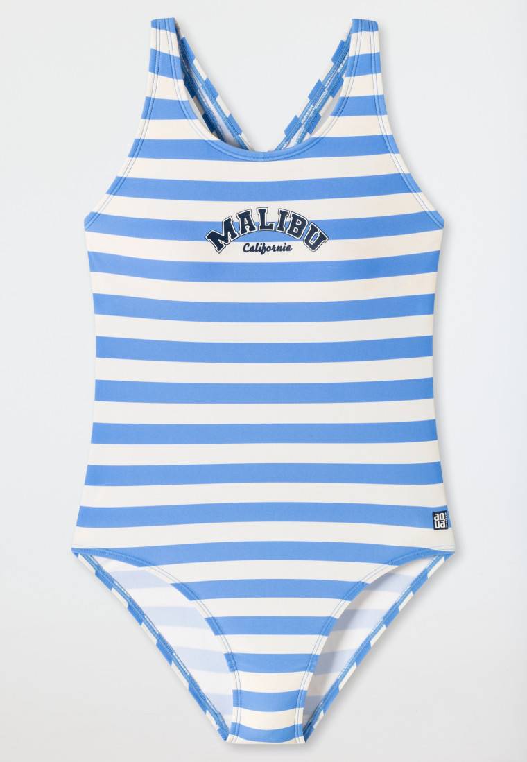 Schiesser Badeanzug Wirkware recycelt LSF40+ Racerback Streifen hellblau - Aqua Teen Girls Letzte 2 Tage