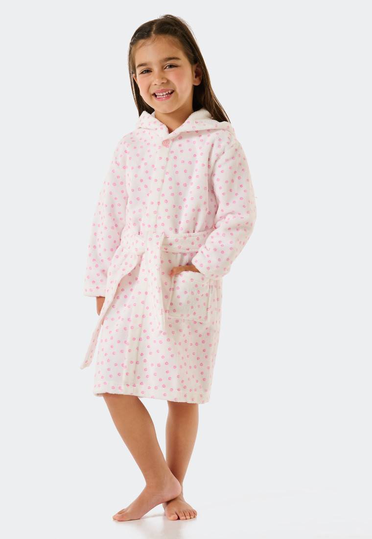 Schiesser Bademantel Velour Punkte weiß - Original Classics Letzter Tag