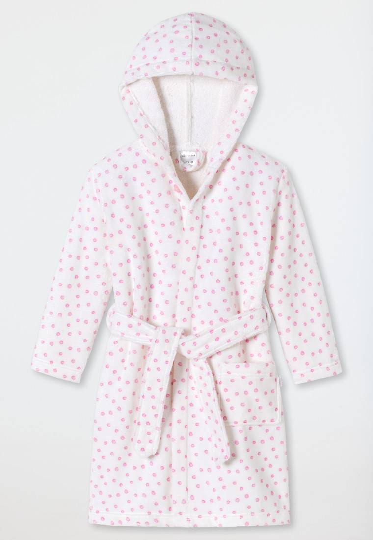 Schiesser Bademantel Velour Punkte weiß - Original Classics Letzter Tag