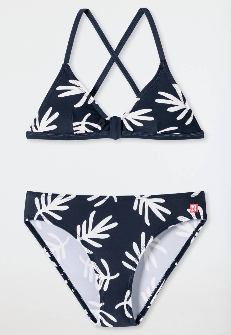 Schiesser Bustier-Bikini Wirkware recycelt LSF40+ Palmenblätter dunkelblau - Diver Dreams Bis zu 60% Rabatt
