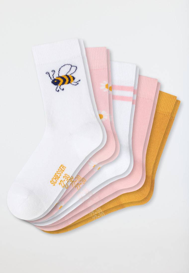 Schiesser Mädchensocken 5er-Pack Blumen Biene mehrfarbig - Biene Riesige Rabatte