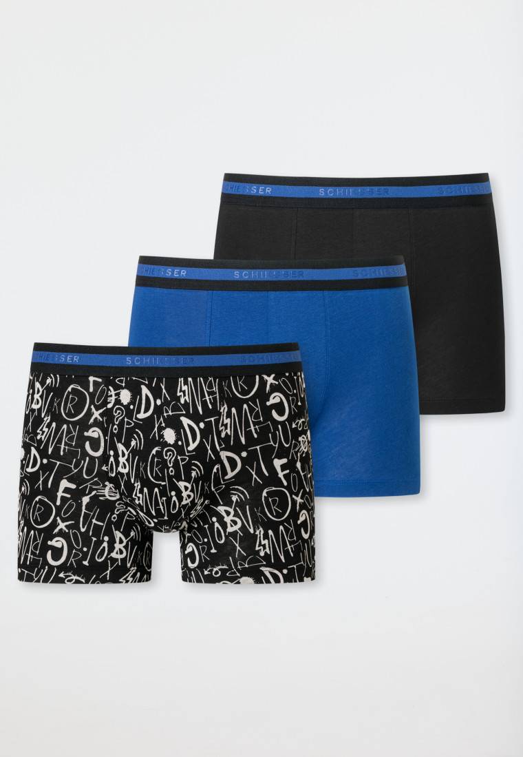 Schiesser Shorts 3er-Pack Organic Cotton dunkelblau/blau/gemustert - 95/5 Fabrikladen