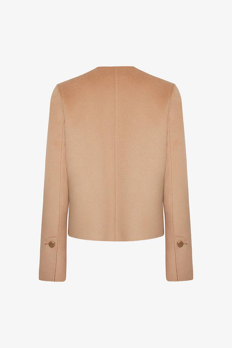 Sly 010 Kragenlose Doubleface-Jacke mit aufgesetzten Taschen Letzte 3 Tage
