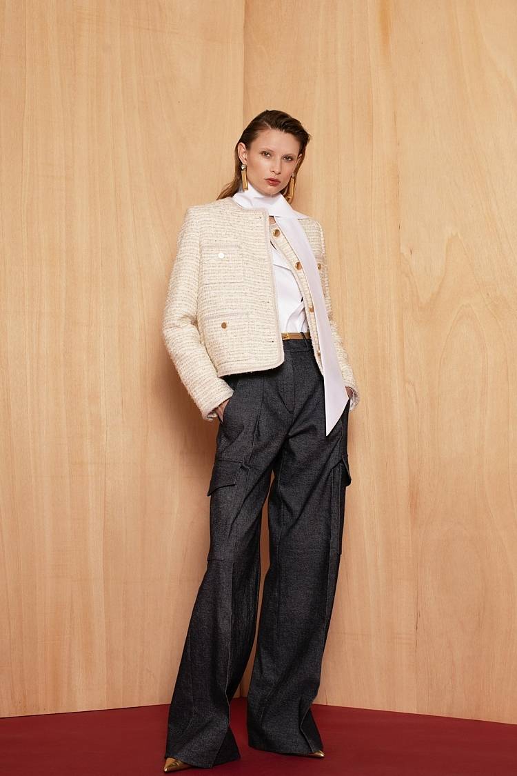 Sly 010 Kurze Tweedjacke mit aufgesetzten Taschen Neuheiten