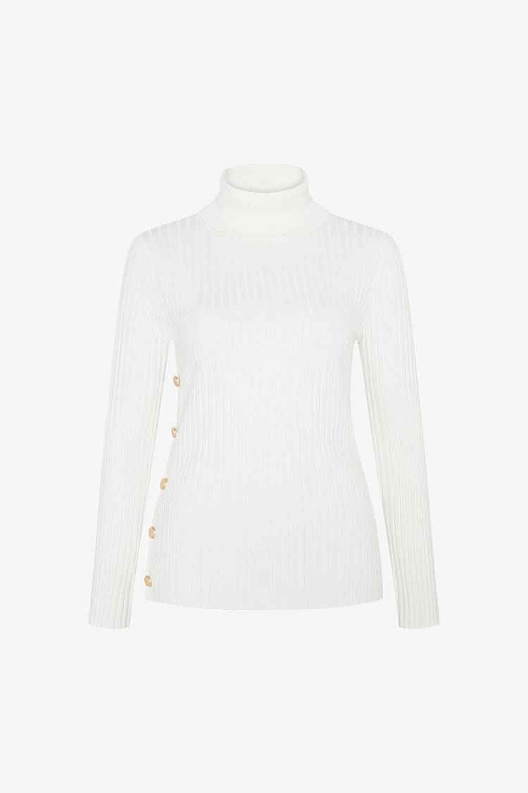 Sly 010 Rollkragenpullover mit Zierknöpfen Riesige Ersparnisse