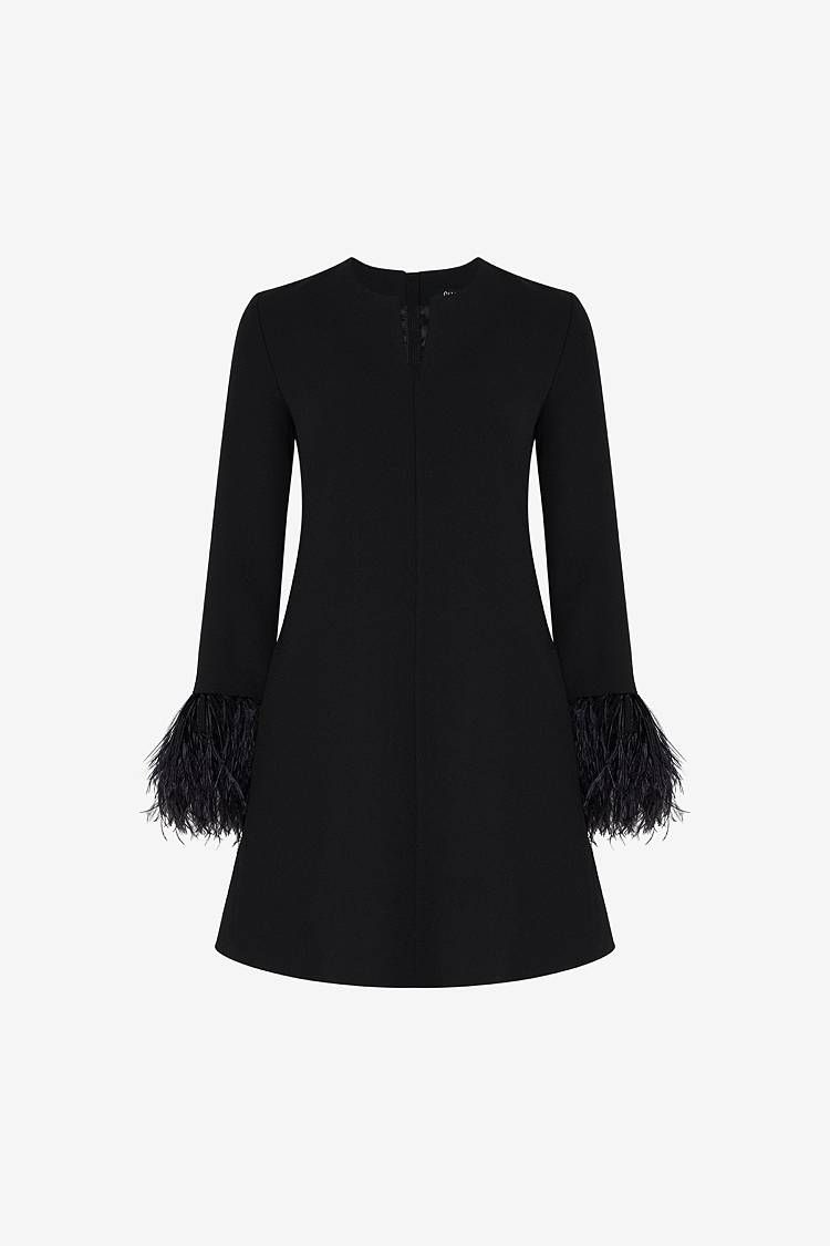 Sly 010 Kurzes ausgestelltes Kleid mit Federbesatz Zeitbegrenzte Promotion