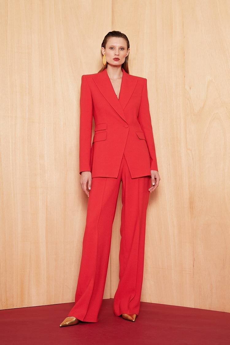 Sly 010 Taillierter Einknopf-Blazer aus Crêpe-Envers-Satin Saisonschlussverkauf