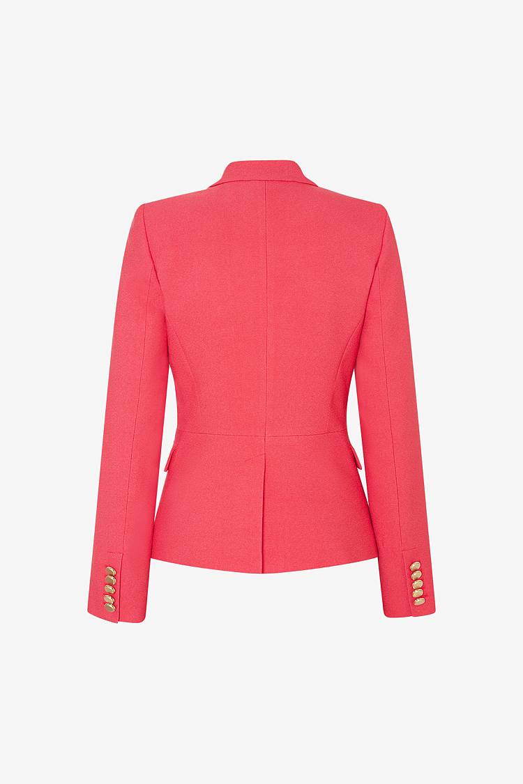 Sly 010 Kurzer doppelreihiger Blazer mit Goldknöpfen aus Crêpe-Envers-Satin Weihnachtsangebot
