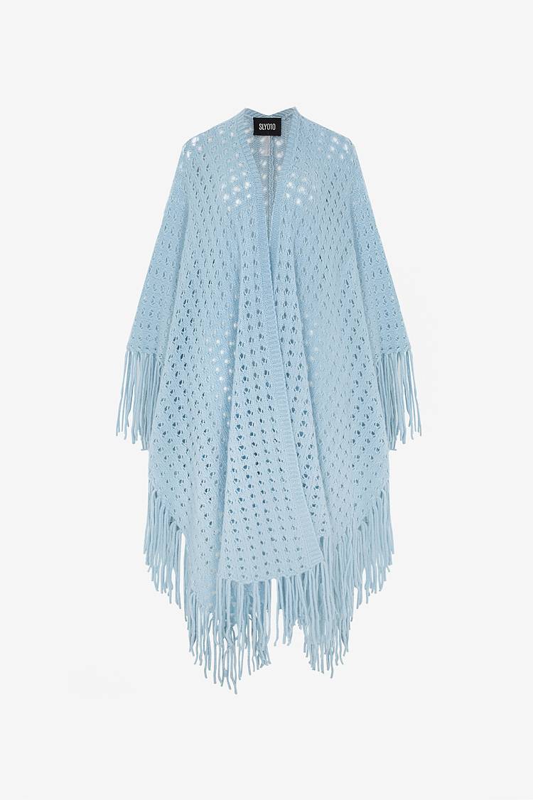 Sly 010 Kaschmir-Seiden Poncho mt Fransen Letzte 3 Tage