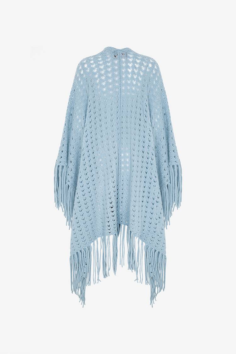 Sly 010 Kaschmir-Seiden Poncho mt Fransen Letzte 3 Tage