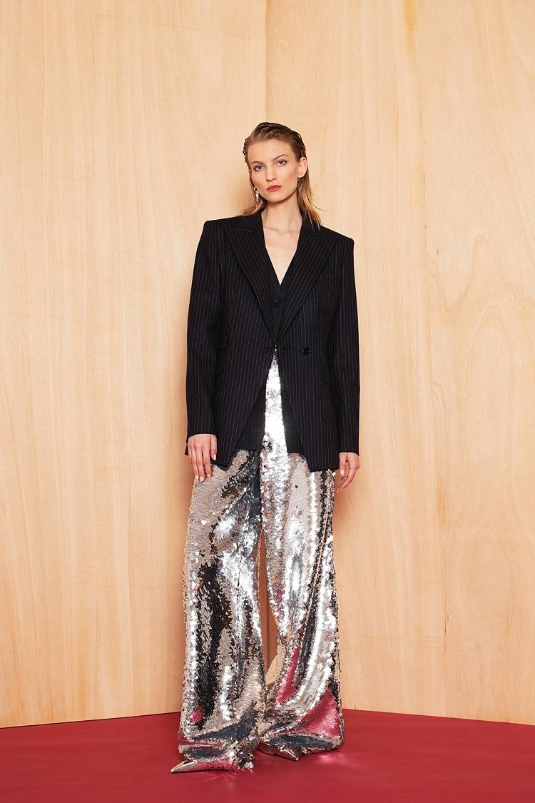 Sly 010 Taillierter Einknopf-Nadelstreifen-Blazer aus Wolle Bis zu 60% Rabatt