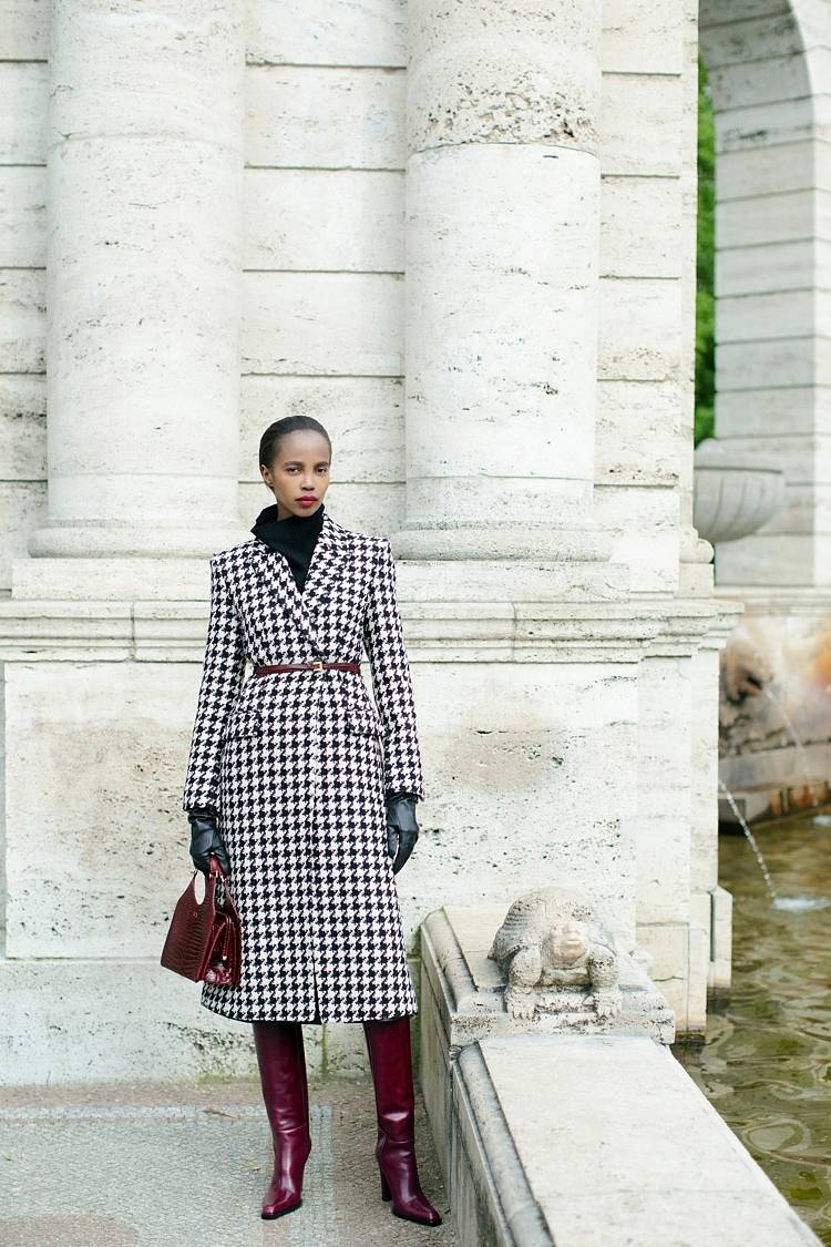 Sly 010 Tailored Coat with Houndstooth Pattern Vierteljährliche Förderung