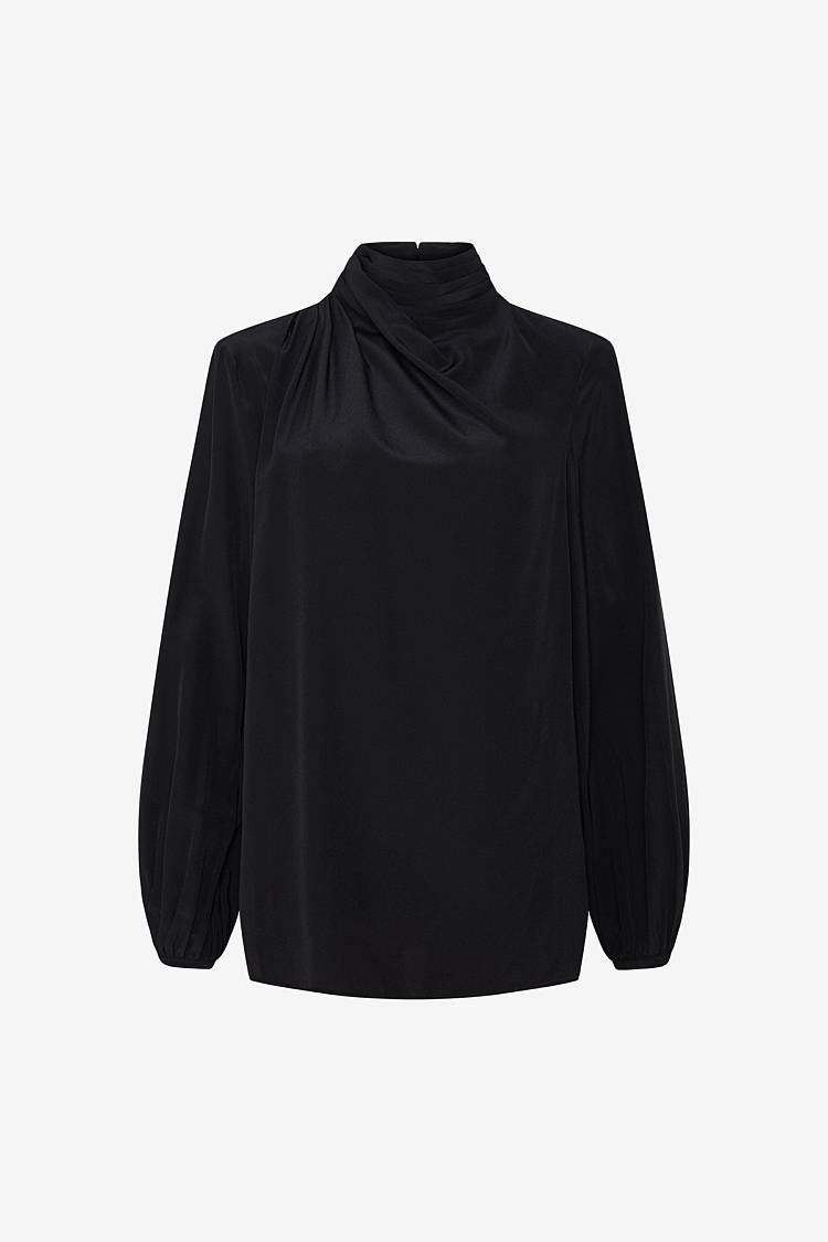 Sly 010 Seidenbluse mit drapiertem Stehkragen Flash Sale