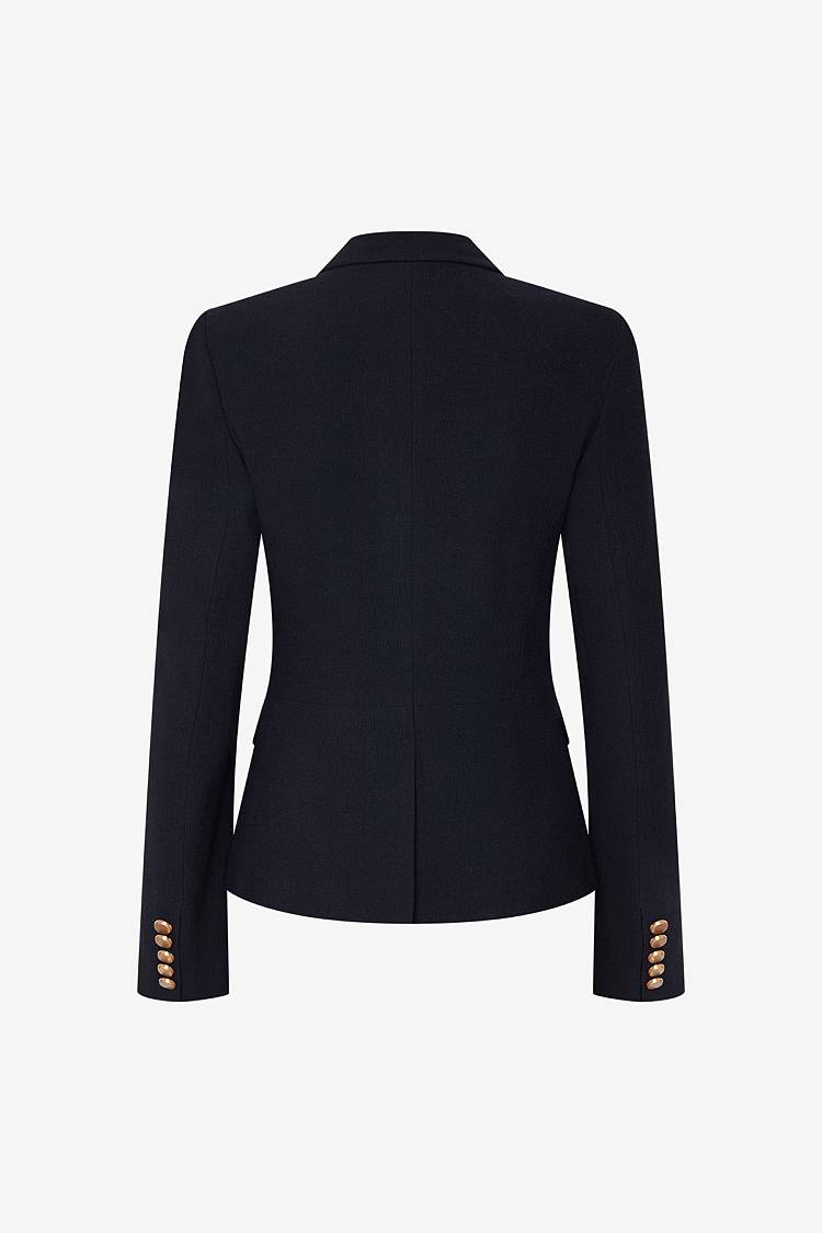 Sly 010 Doppelreihiger Blazer mit Goldknöpfen aus Viskose-Crêpe Muttertagsangebot