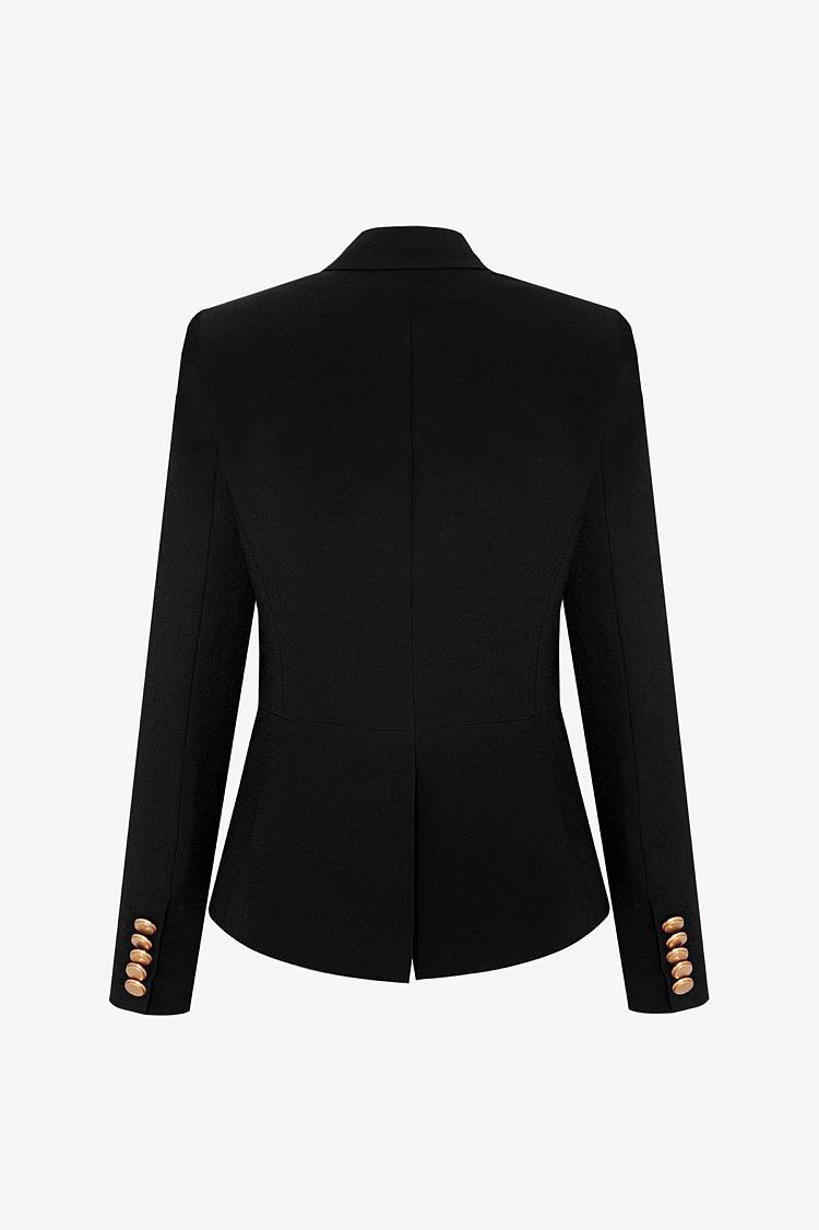 Sly 010 Kurzer doppelreihiger Blazer mit Goldknöpfen aus Crêpe-Envers-Satin Im Verkauf
