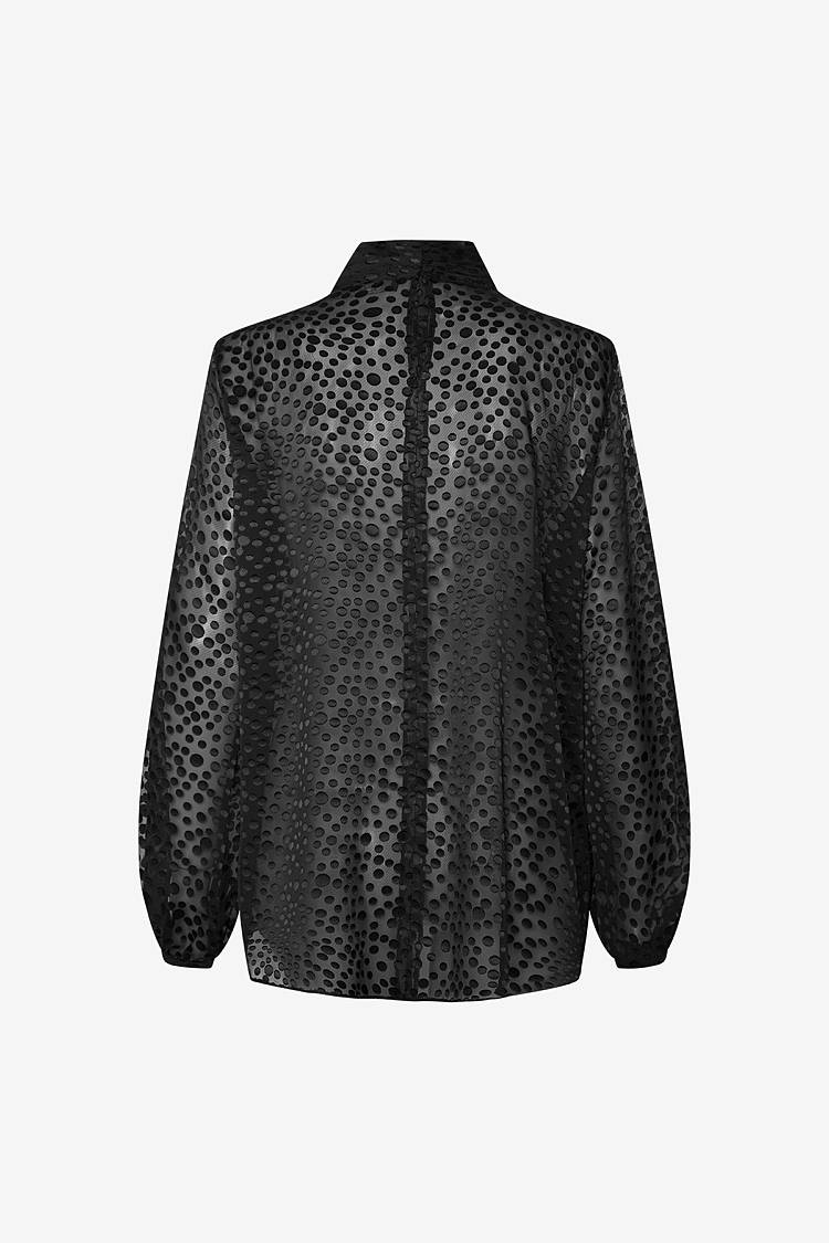 Sly 010 Polka Dot Bluse mit drapiertem Stehkragen Auslauf