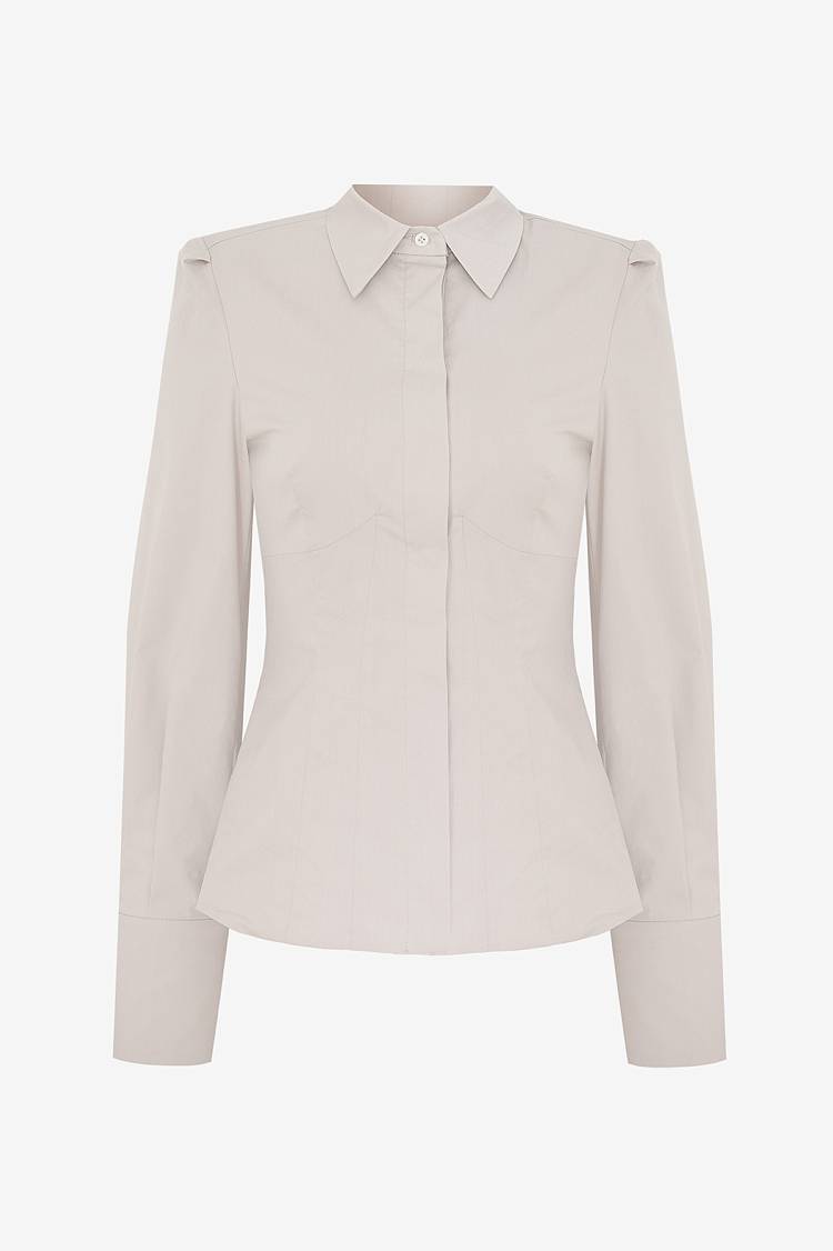 Sly 010 Taillierte Bluse aus Baumwollpopeline Räumungsverkauf