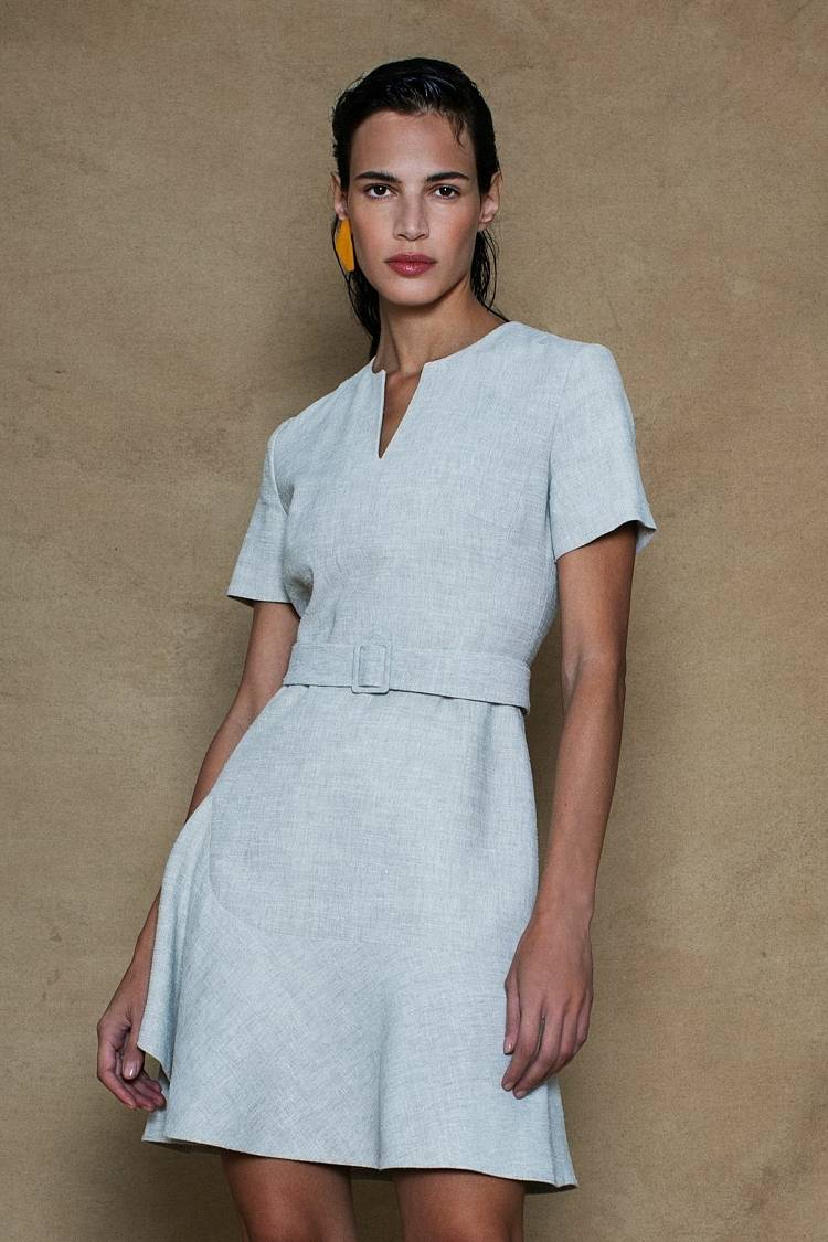 Sly 010 Kurzärmliges Kleid aus Viskose-Leinen Cyber Monday