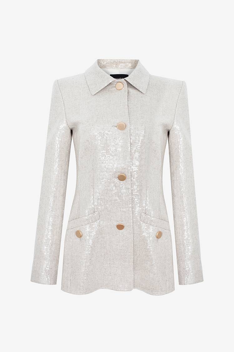 Sly 010 Taillierter Blazer mit Pailettem aus Leinengemisch Osterangebot