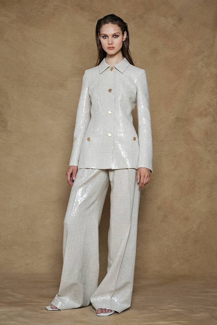 Sly 010 Taillierter Blazer mit Pailettem aus Leinengemisch Osterangebot