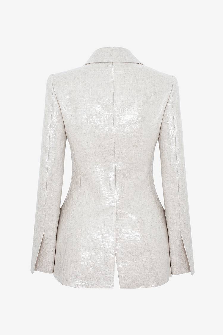 Sly 010 Taillierter Blazer mit Pailettem aus Leinengemisch Osterangebot
